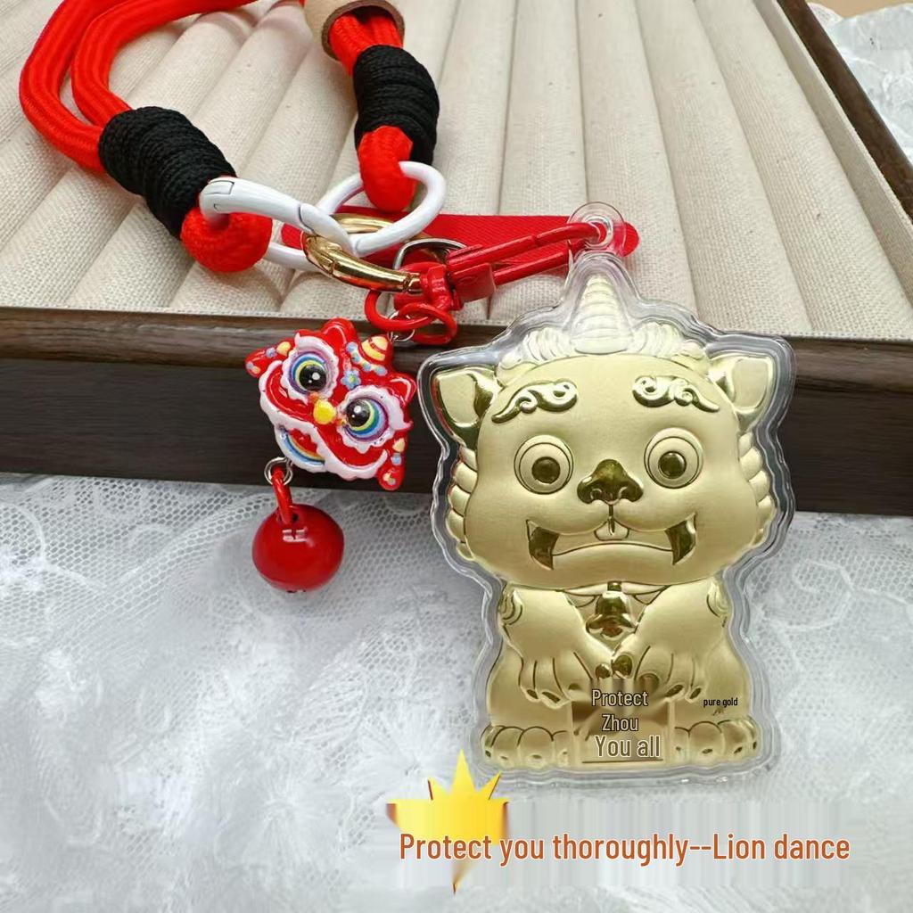 999 Fine Gold Lucky Lion Pendant & Charm for New Year: Keyring, Handbag, and Phone Accessory to Attract Wealth