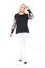 Damen Bluse in großer Größe Schwarz Flexible Übergröße Bluse 18B-2503