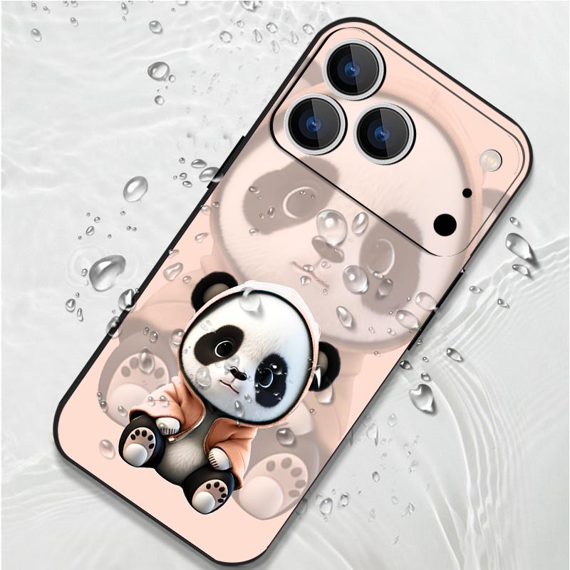 Für iPhone 17 Pro Max Hülle Orange Mantel Panda Muster Weiches Silikon Lanyard Hülle Für iPhone 16 Pro Max Hülle iPhone 15 14 13 12 11 16E Air