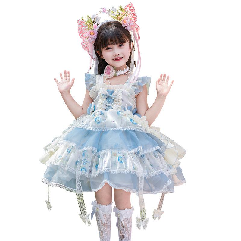 Girls' Summer Princess Flower Fairy Lolita Dress - High-End Formal Birthday Attire