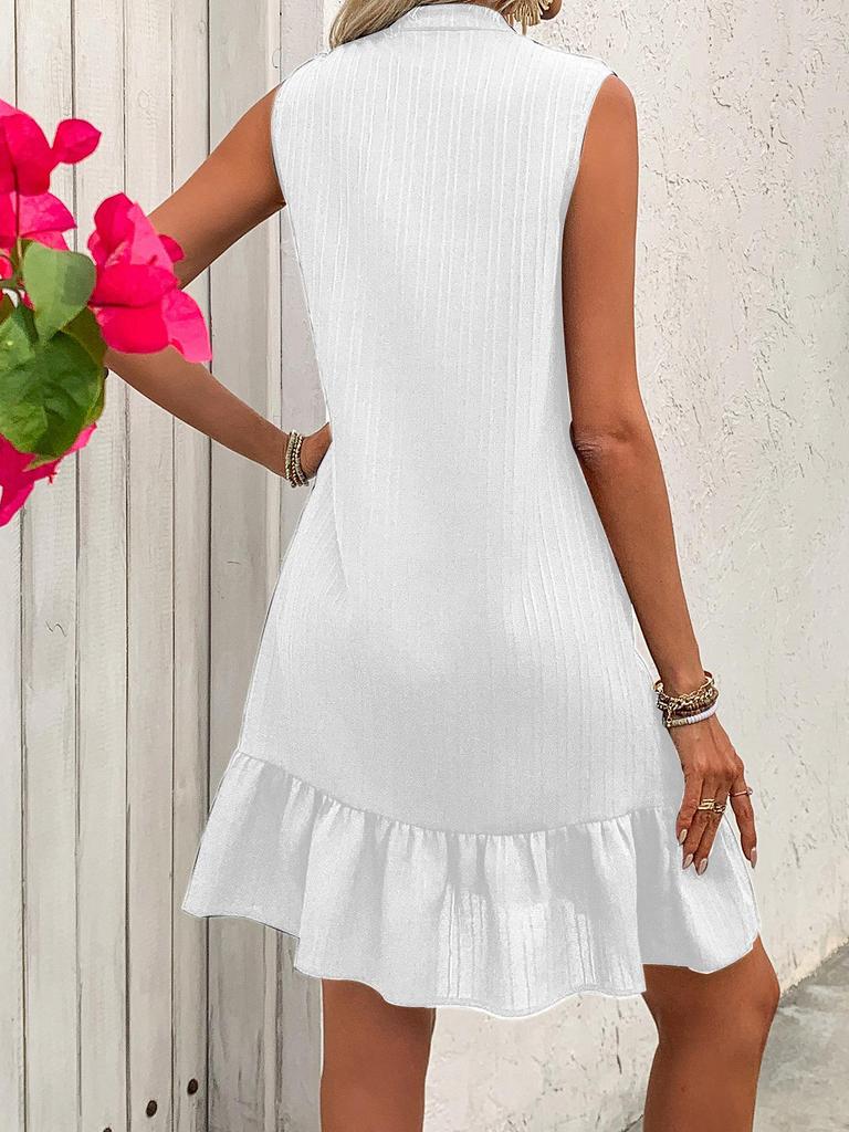 Women's European & American Sleeveless Ruffle A-line Tank Dress - 2025 Spring/Summer Collection