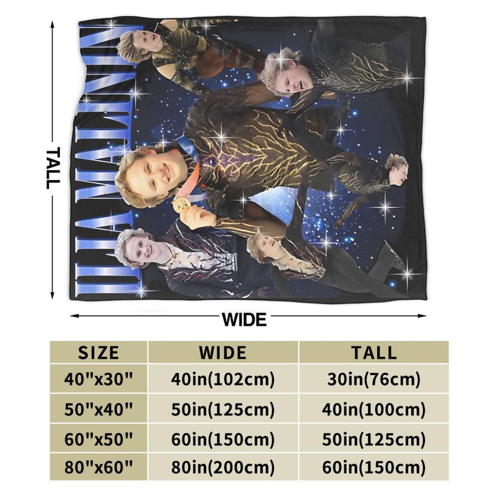 Quad Jump Ice Skating Ilia Malinin Accessories Blanket Warm Cozy Fluffy Throw Blankets for Bed 50x60 Inch Multi-size Bedspread