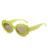 Lunettes de soleil Y2K Vintage à Monture Large Motif Ondulé Fleuri pour Femmes Hommes Lunettes de Soleil de Designer de Luxe Teintes Punk Violet Rose