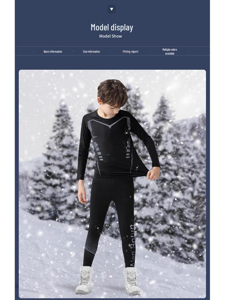 Kids' Quick-Dry Plus Velvet Warm Base Layer Skiing and Winter Sports Set