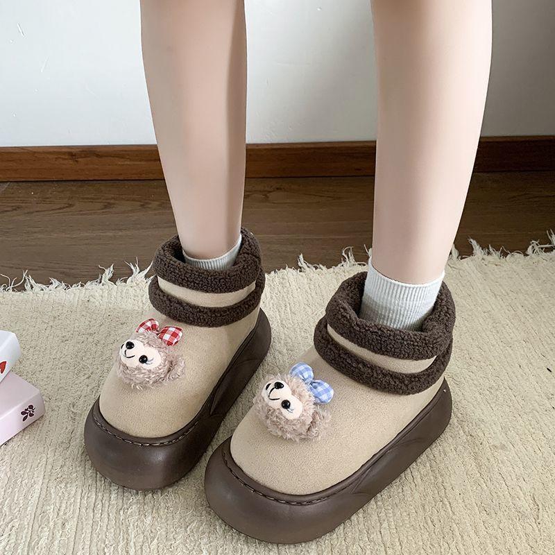 Cute warm thick-soled snow boots women's autumn and winter new fashionable and comfortable versatile velvet short boots