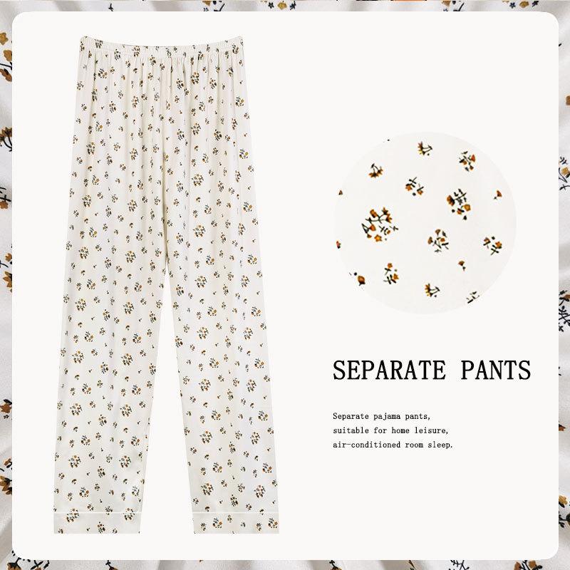 Spring/Summer Retro Floral Print Pajama Pants - Women's Korean Style, Suitable for Casual Wear, Loose Fit, Ideal for Spring and Autumn.