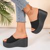 Fashion Women's Shoes 2025 Summer Open Toe Women's Slippers New Outdoor Wedges Casual Slippers Women Solid Super High Platform Sandals