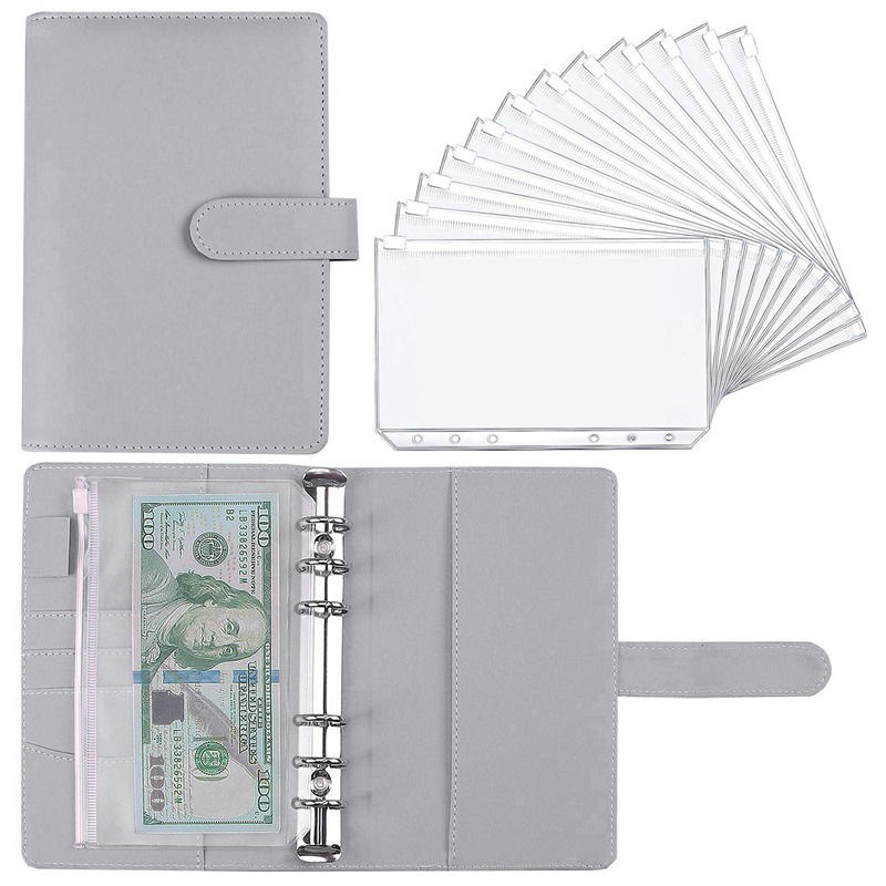 Raccoglitore economico A6 con 12 buste per contanti, raccoglitore per notebook in pelle PU colorata con 12 tasche per raccoglitore A6