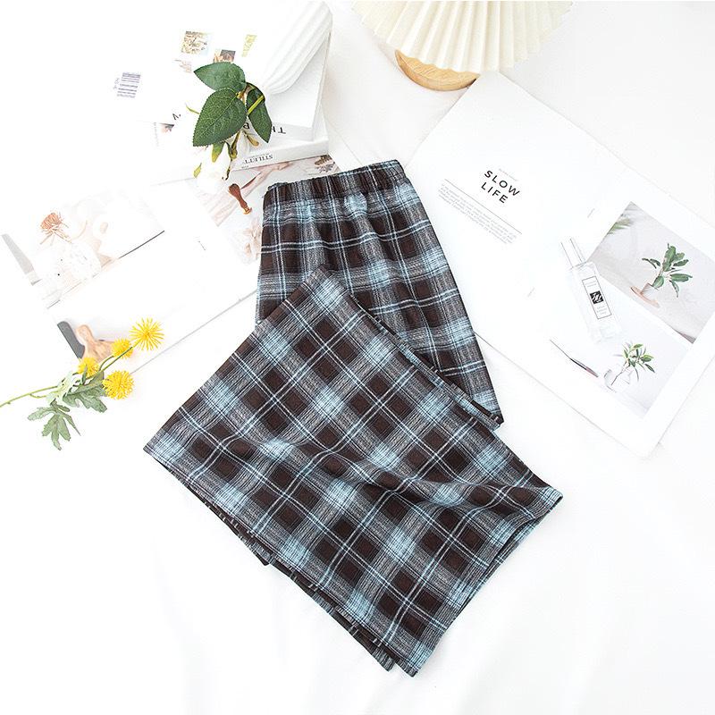 High-Waisted Plaid Wide-Leg Pants - Women's Summer Loose-Fit, Slimming, Casual Drape Long Trousers