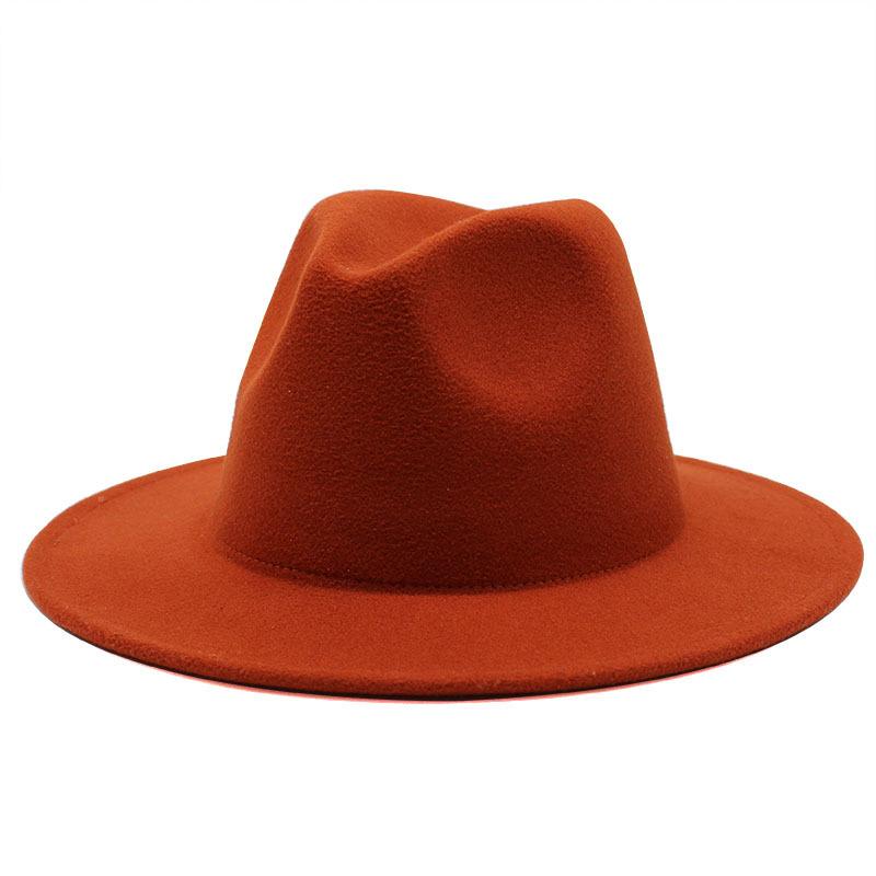 eBay Monochrome Light Board Men's and Women's Hats, Simple Woolen Top Hat, Flat-brimmed Big-edged Jazz Hat.