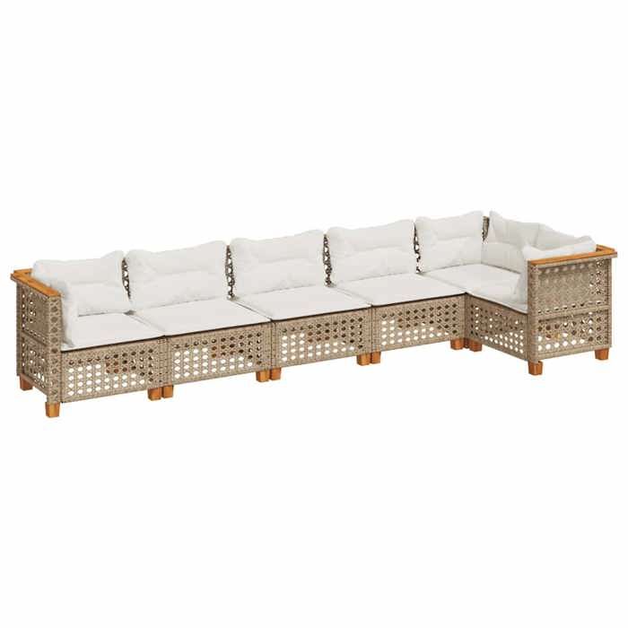 VidaXL Garden Lounge Set with Cushions 6 Pcs Beige Braided Resin 3261850