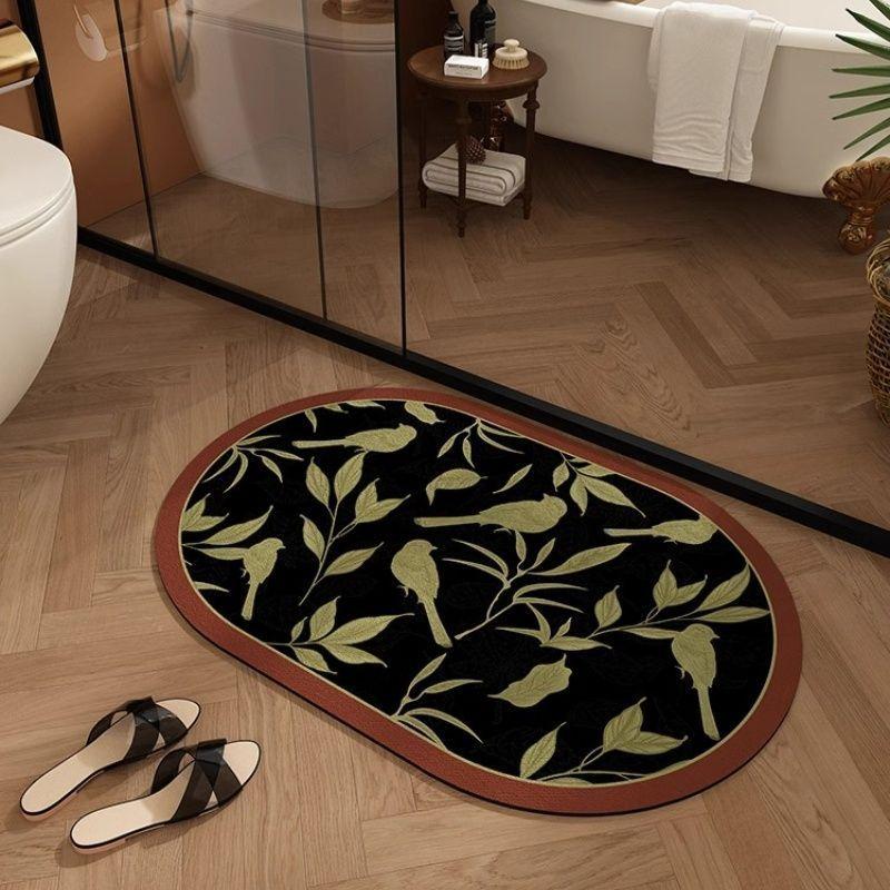 Bathroom Absorbent Floor Mat, Diatomaceous Earth Quick Drying Retro Bathroom Anti Slip Foot Mat, Toilet Dirt Resistant