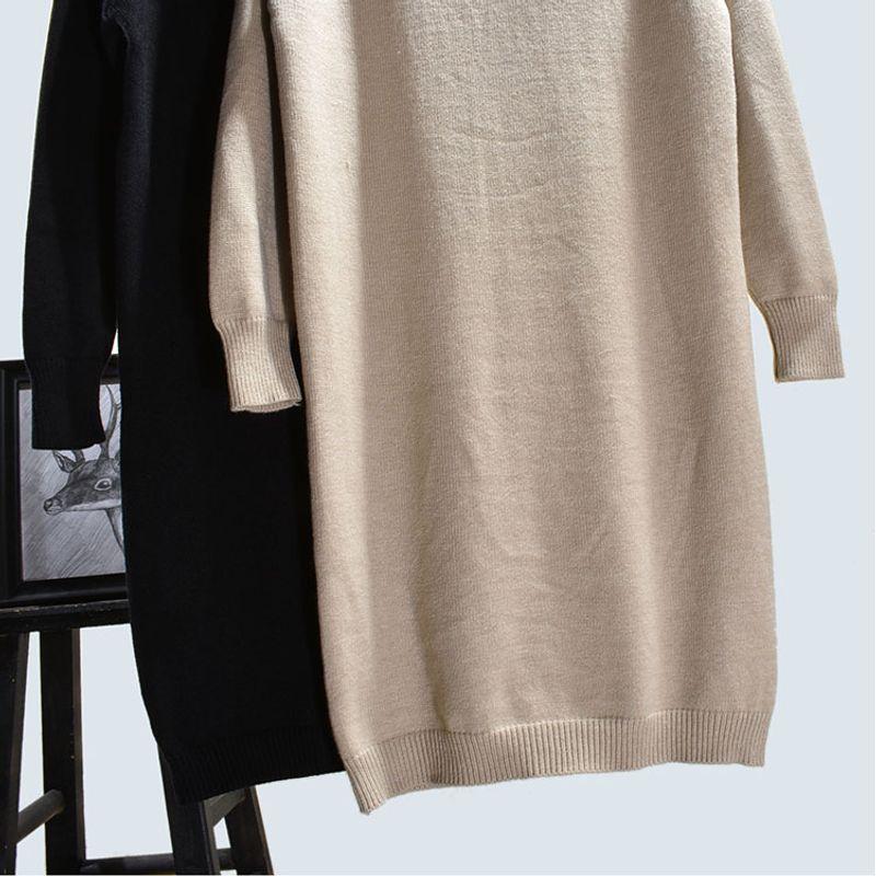 Thickened New Autumn and Winter Easiest for Match Mid Length Long Length Sweaters Mid-Length Dress Lapel