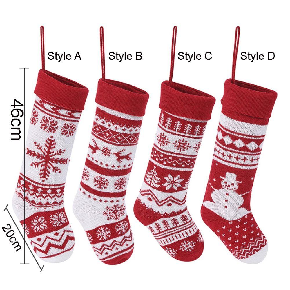 Hanging Knitted Christmas Stocking Xmas Tree Ornaments Gift Bag Christmas Decor