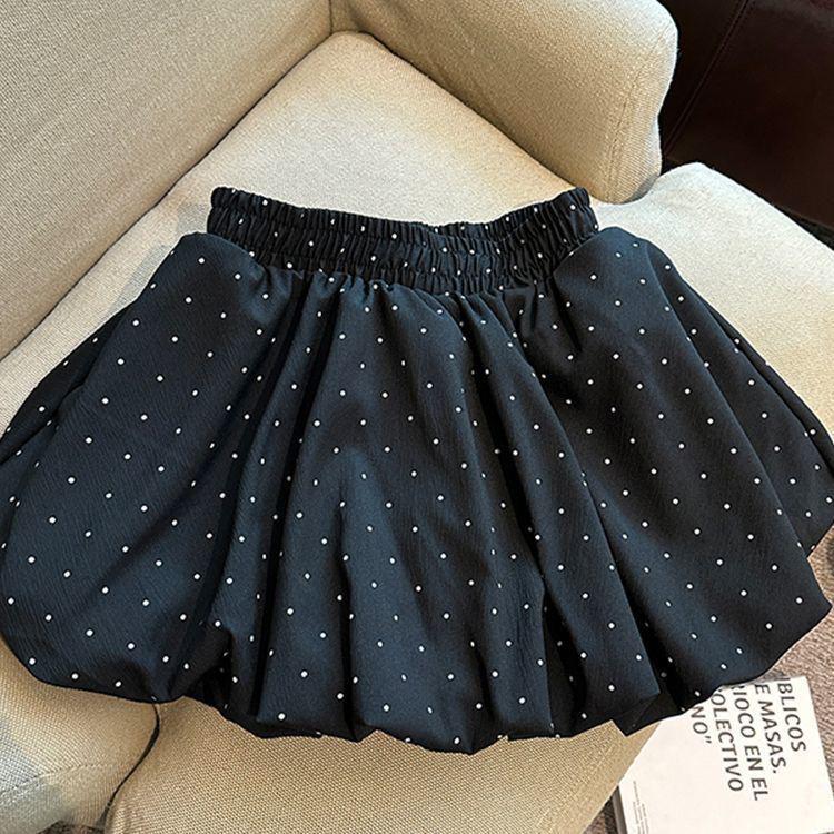 

Women s High Waist Polka Dot A-Line Skirt: Summer, Fluffy, Petite, Pleated, Anti-Exposure. Large чёрный