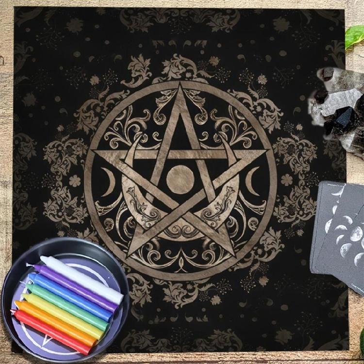 Pentagrams Pattern Tarot Card Tablecloth Altars Cloth Divinations Tapestry
