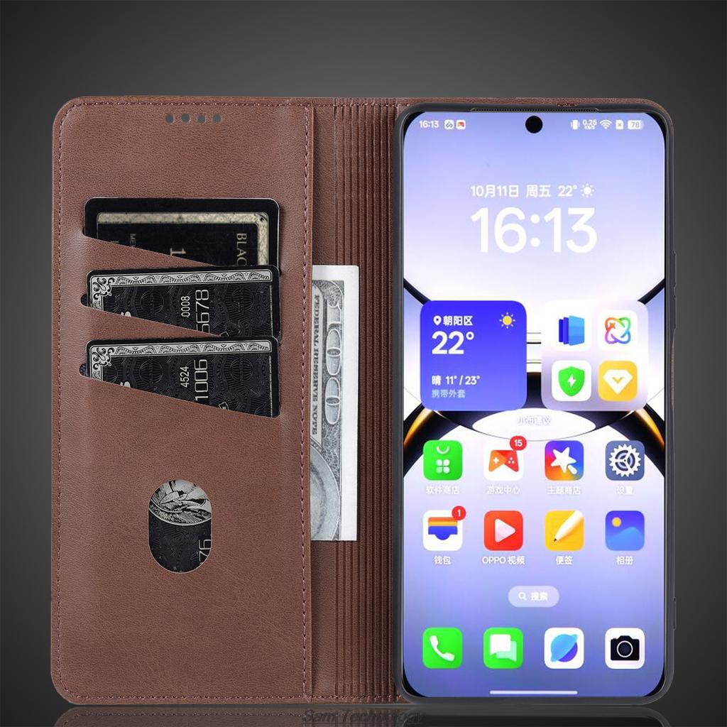 Deluxe Magnetic Adsorption Leather Fitted Case for OPPO Find X8 PKB110 6.59" Flip Cover Protective Case Capa Fundas Coque