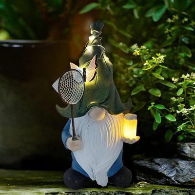 Gnome Garden Decor with Lights Gnome Gift for Woman Garden Lover Solar Outdoor Statues Spring for Patio Yard Lawn&Garden