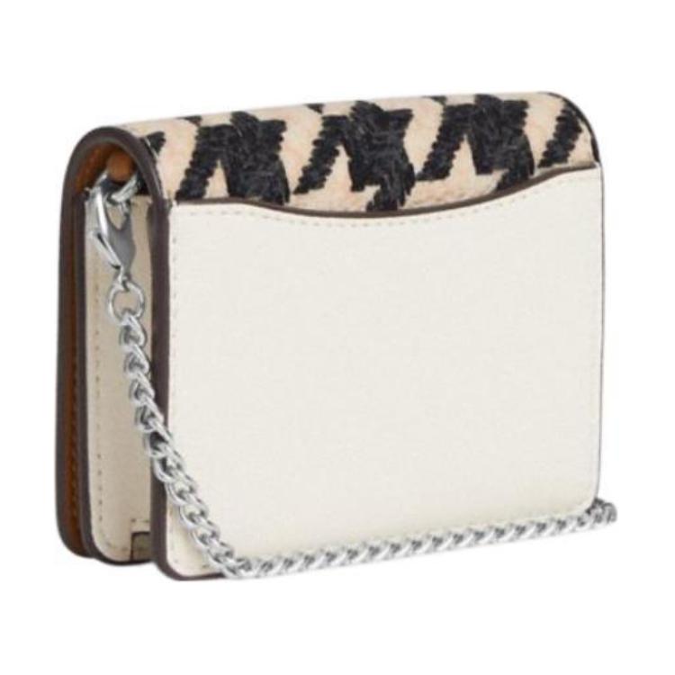New COACH Canvas With Leather Square Bag Wallet Mini Women's Milk Tea & Black CJ679-SVVRW