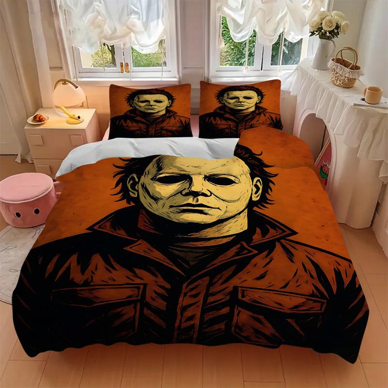 3pcs Michael Myers Mask Bedding Set. Soft and Comfortable with No Core Included (1x Duvet Cover + 2x Pillow Covers) yy251031094