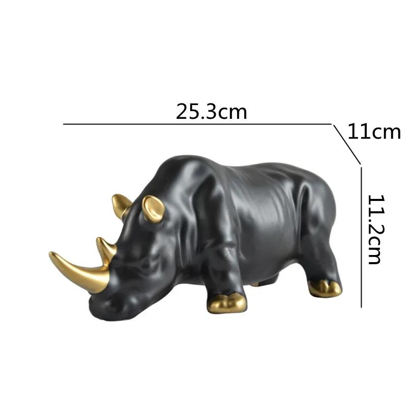 Ceramic Crafts Simulation Animal Sculpture Rhino White Rhino Ceramic Ornaments Animal Figures Home Decoration Accessories