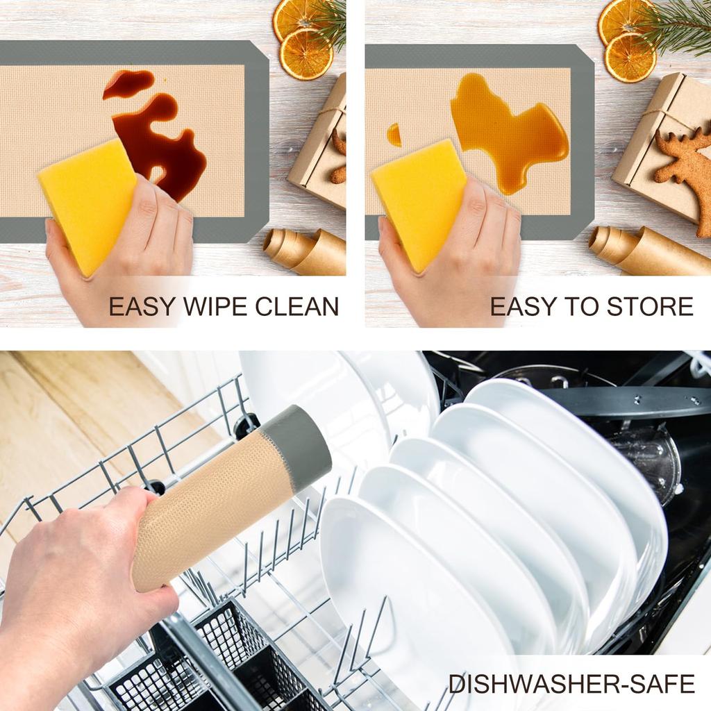 3PC 11/16" Silicone Baking Mat Rectangular Non-Stick Food Safe Baking Mat Nonstick Heat Resistant Oven Mats Toaster Liner Sheet