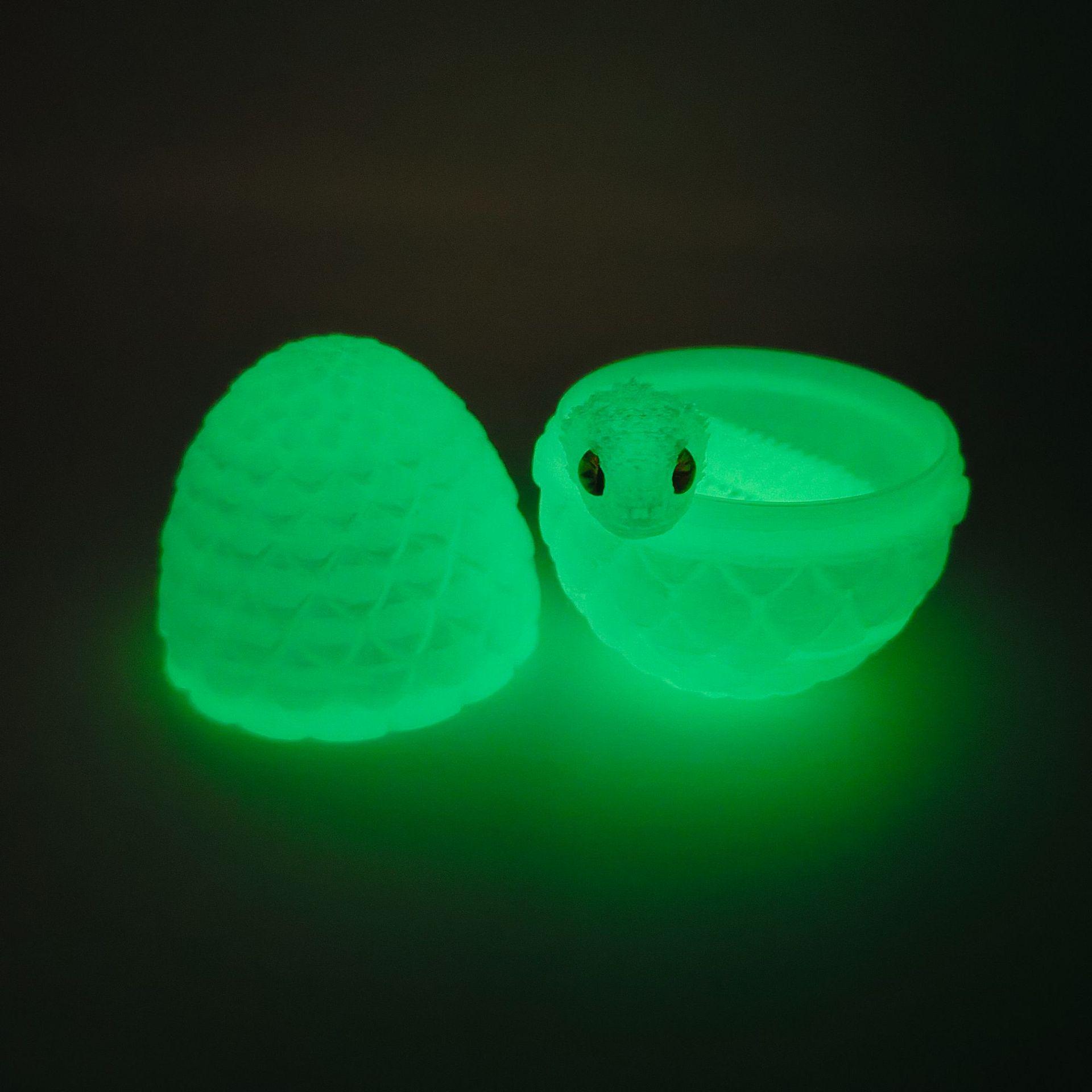 3D Printed Movable Snake Viper Luminous Figurine - Children s Birthday Gift Ornament 8.5cm Egg + 30cm Viper