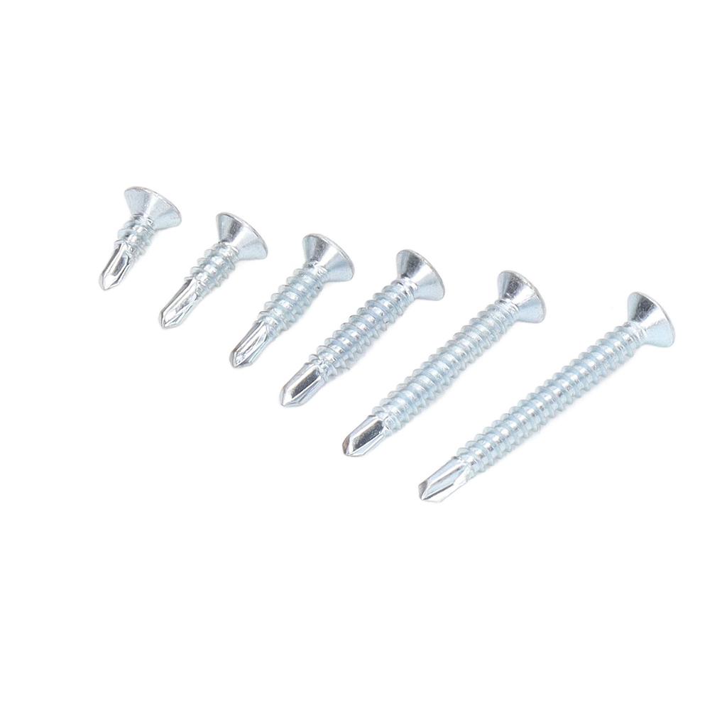 160Pcs Self Drilling Screws Carbon Steel Blue Zinc Plated Countersunk Cross Head Fastener M4.2 for