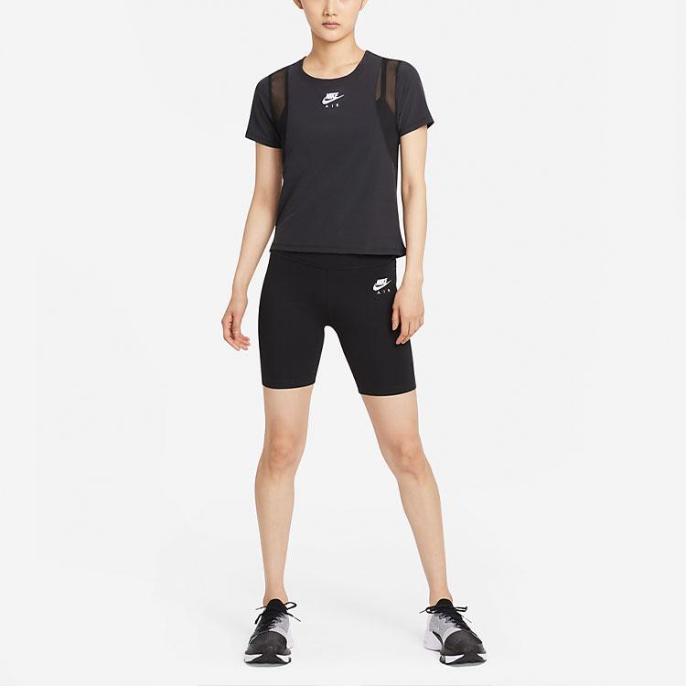 Nike Air Quick-Dry Slit Reflective Breathable Mesh Short Sleeve T-Shirt Women Tops Black CZ9375-010