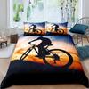 Bicycle Duvet Cover Set Motocross Racer Bedding Set King Size Mountain Bike Comforter Cover Extreme Speed Sports Bedspread Cover