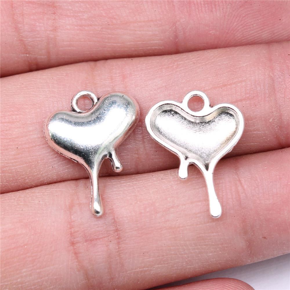 Charms Peach Heart-shaped Love Pendants Vintage Jewelry Supplies ZC094