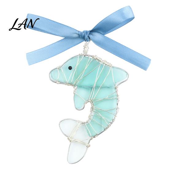 Handcrafted Marine Life Ornaments Handmade Sea Glass Ocean Ornaments, 2D Wire Wrapped Coastal Christmas Tree Decoration, Inspired Hanging Turtle