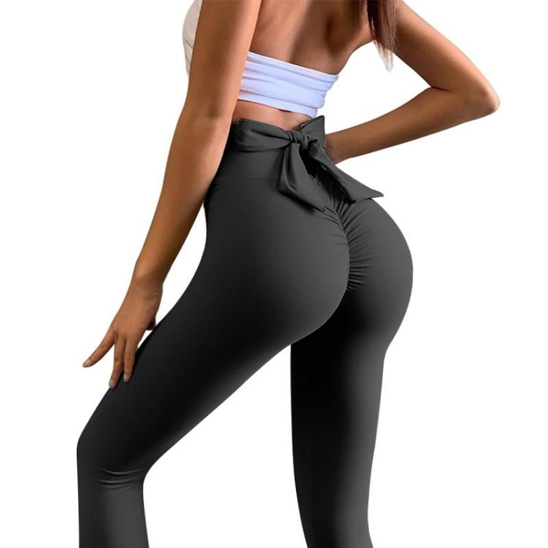 Womens High Waist Yoga Pants Bow Butt Lift Tight Fitness Leggings Quick Dry Sports Activewear