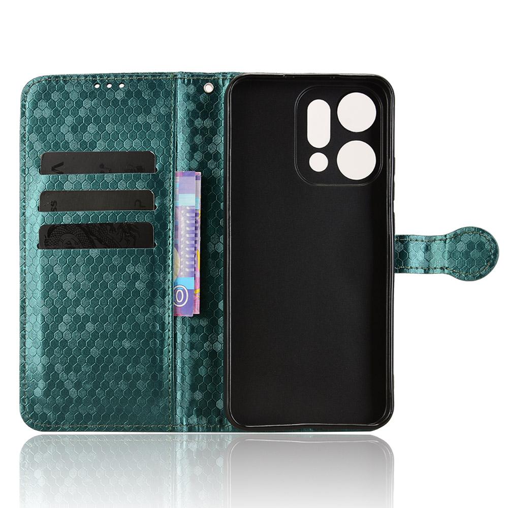 For Oppo Reno14 5G (Global) Wallet Case Dot Pattern Imprint PU Leather Phone Cover with Wrist Strap