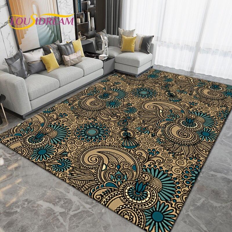 Alfombra grande con Mandala bohemio, alfombras para sala de estar, dormitorio, sofá, felpudo de entrada para cocina y baño, alfombrillas antideslizantes