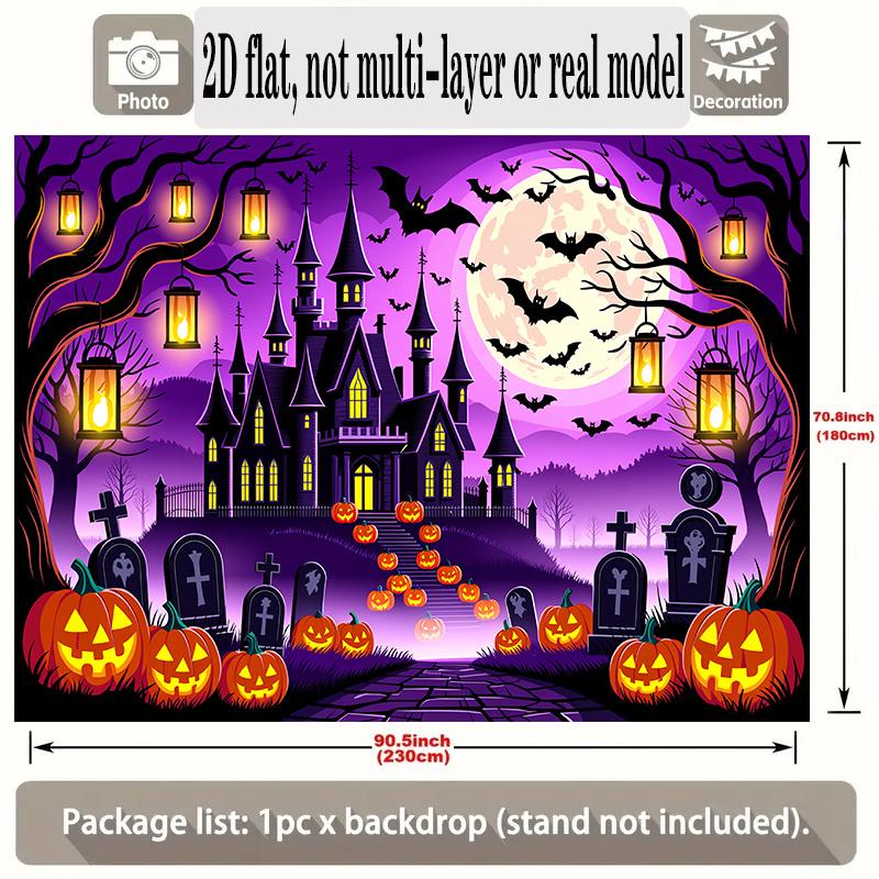 Party Backdrop Halloween Castle Flat Banners Spooky Celebrations Wedding Enthusiasts Event Backdrop Decoration Front Door Decor