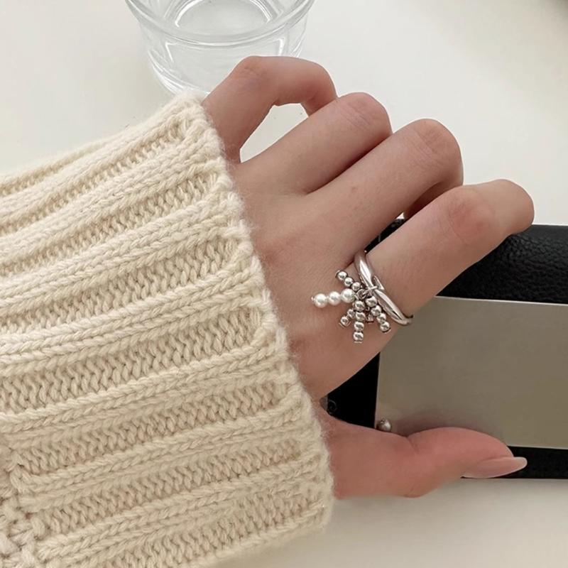 Elegant Beaded Tassels Ring For Women Featuring High Quality Stainless Steel Anti Allergy And Wear Resistant Design