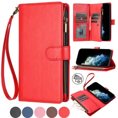 Çoklu Kart Fermuarlı Deri Kılıf iPhone 15 14 Artı 13 12 11 Pro Max XSMAX 8 P 7 P Samsung S23 S22 S21 S20 Ultra Artı S23FE Note20Ultra A15 A14A54