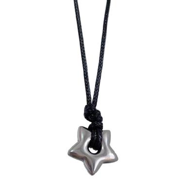 Vintage Fashion Star Pendant Necklace for Women Men Adjustable Length Wax Rope Collarbone Chain Handmade Jewelry