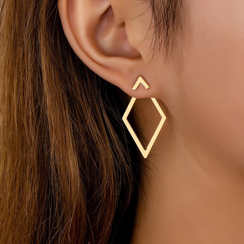1Pair Retro Minimalist Geometric Triangles Stud Earrings For Women Girls  Versatile Earrings Jewelry Accessories Gifts