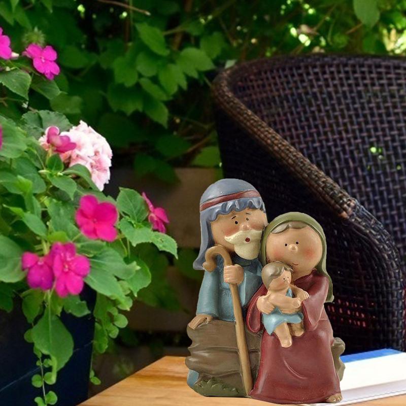 Nativity scene decorations Holy Family Figurine Statue Resin Figurine Christmas Table Decoration Craft Nativity Scene Home Decor
