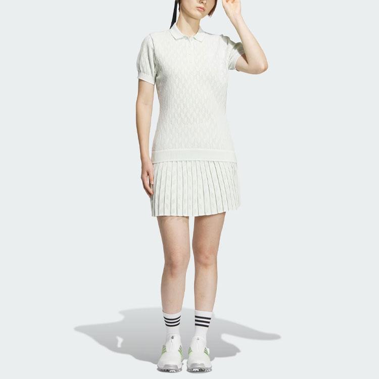 adidas Primeknit Short Sleeve Polo Shirt Solid Color Golf Polo Shirt Women Tops Light-Green IN6617