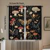 2Pcs Polyester Vintage Mushroom Moonlight Printing Window Curtains Birthday Party Decoration Backdrop Drapes for Living Room