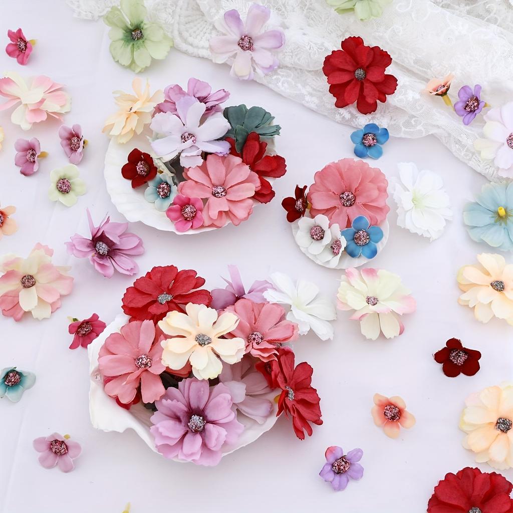 50Pcs Mix Artificial Flowers Head for Valentine's Day Party Supplies Wedding Marriage Decoration Home Decor Fake Flower Ornament