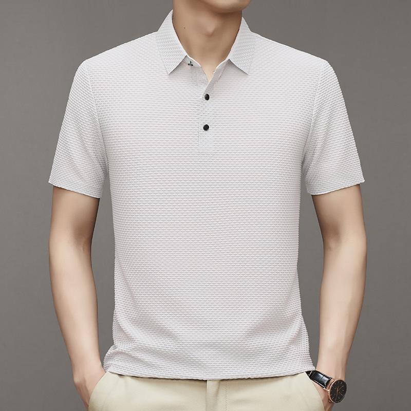 Herren Eis Seide Mesh Poloshirt - Kurzärmelig, Leicht, Sommeroberteil mit Hemdkragen