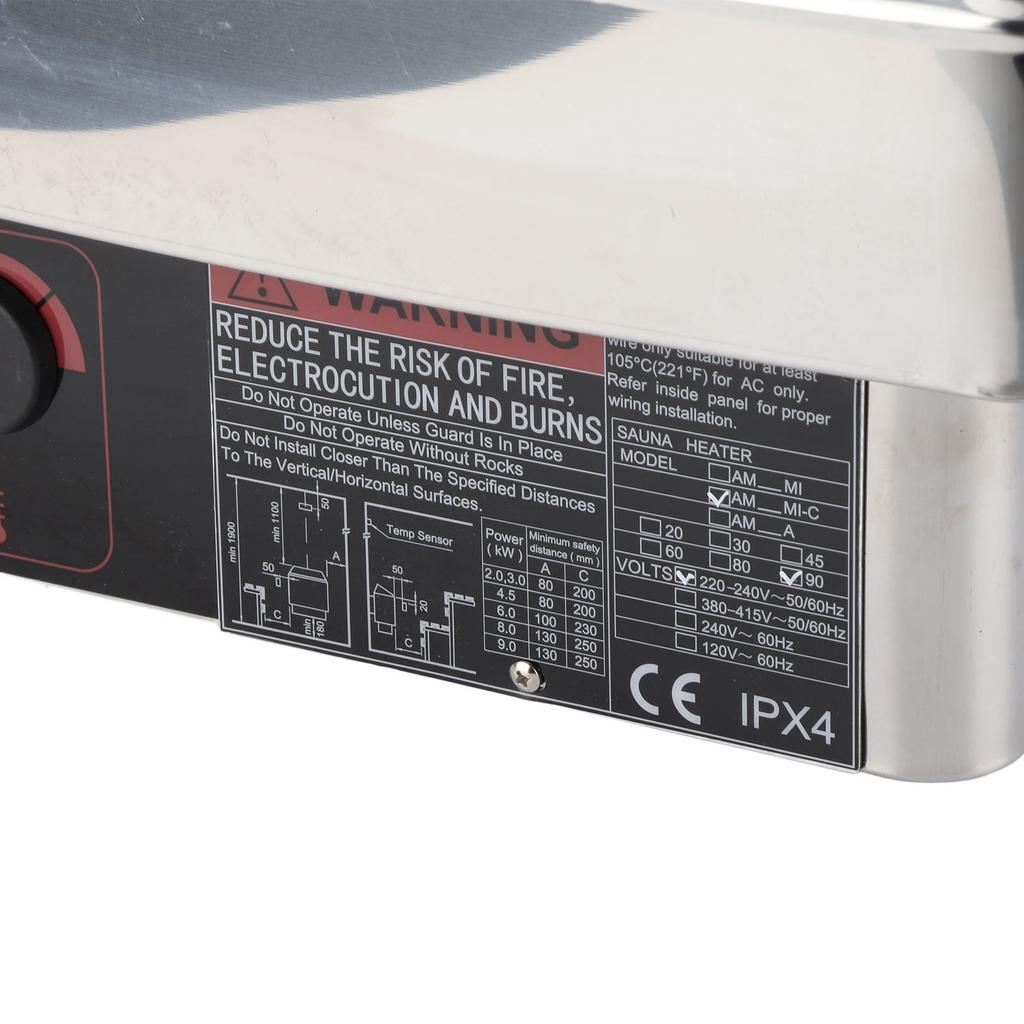 9KW Stainless Steel Sauna Heater Stove High Temperature Protection Switch with CON4 Controller220V