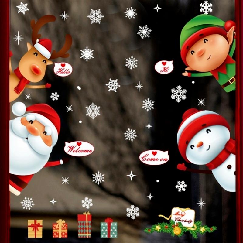 Santa Sticker Decoration Claus Wall Sticker Shop Window Children's Room Door Glass Scene Layout Sticker Wall Sticker
