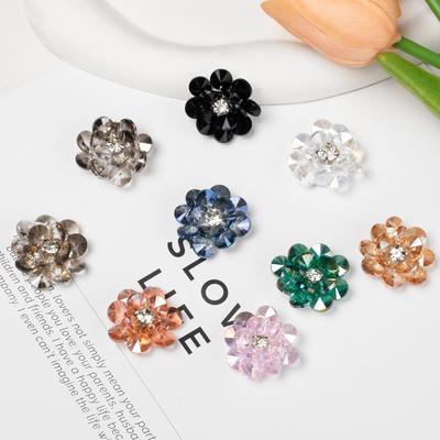 Korean Style Shiny Crystal Rhinestone Flower Handmade Hair Clip and Beading Earrings Material