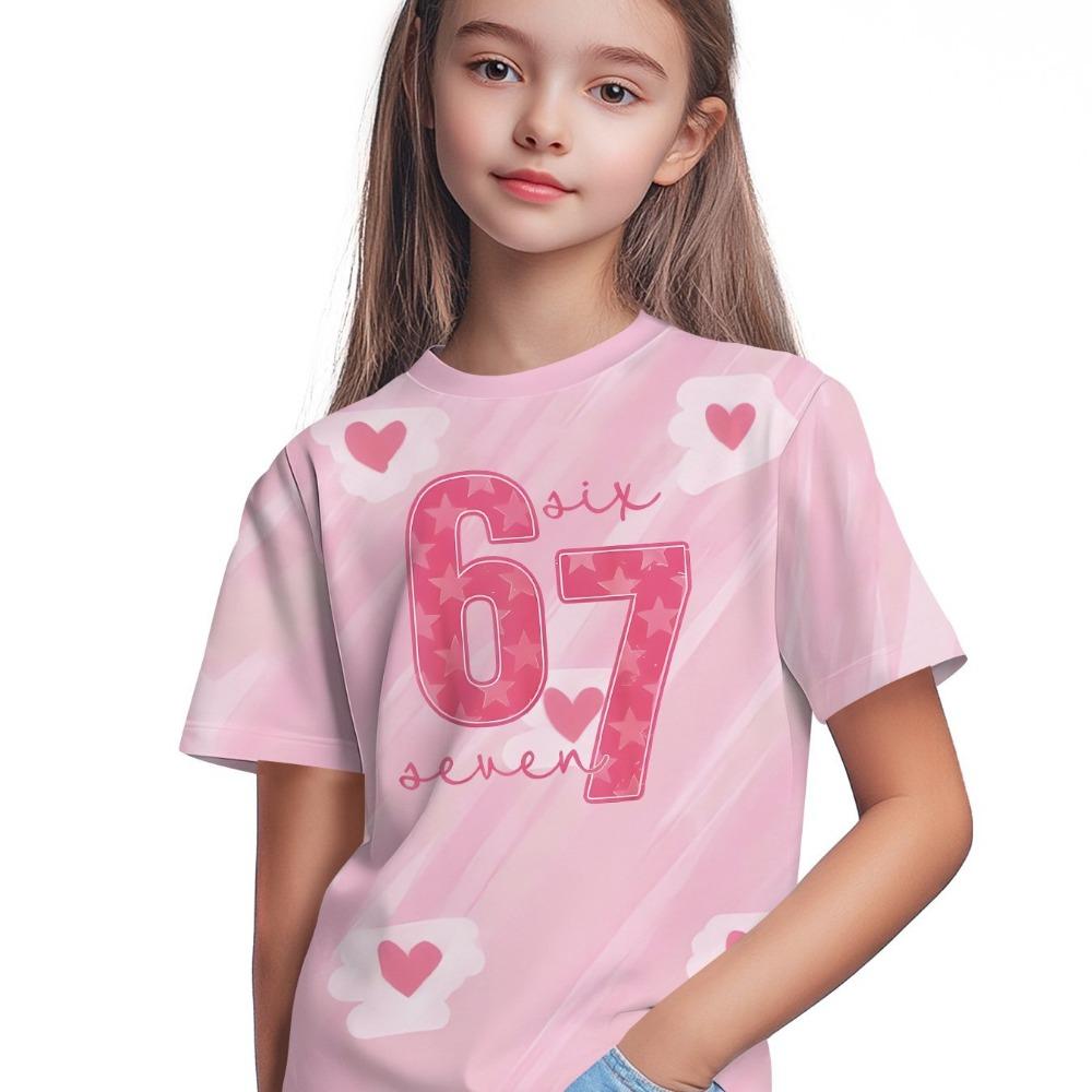 

3D digital printing girls T-shirt - completely casual round neck short-sleeved top, 100