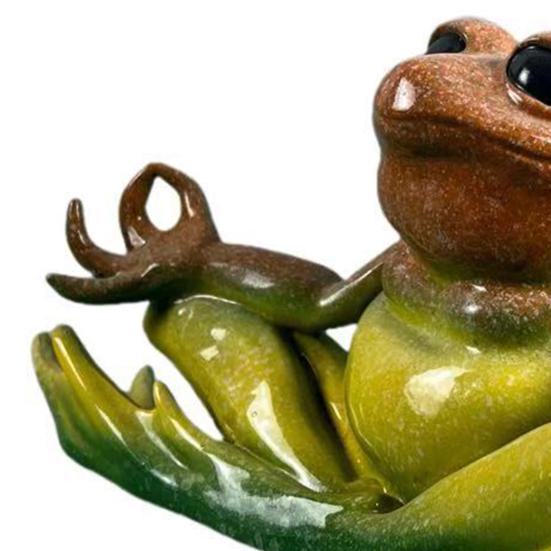 Meditation Frog Statue Sitting Frog Figurine Resin Animal Sculpture Indoor Outdoor Garden Desktop Decoration Ornament